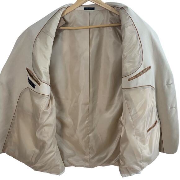 Andrew Fezza Size 50L Men's Sport Coat Blazer Jacket Beige Microsuede  Career - Picture 3 of 8